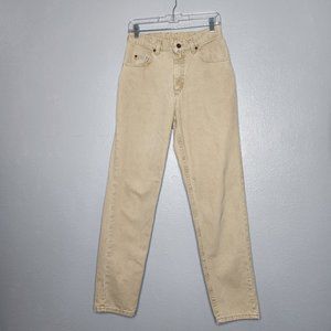 VTG Lee Womens Size 6 High Rise Beige Denim Skinny Jeans Pants 100% Cotton 90s